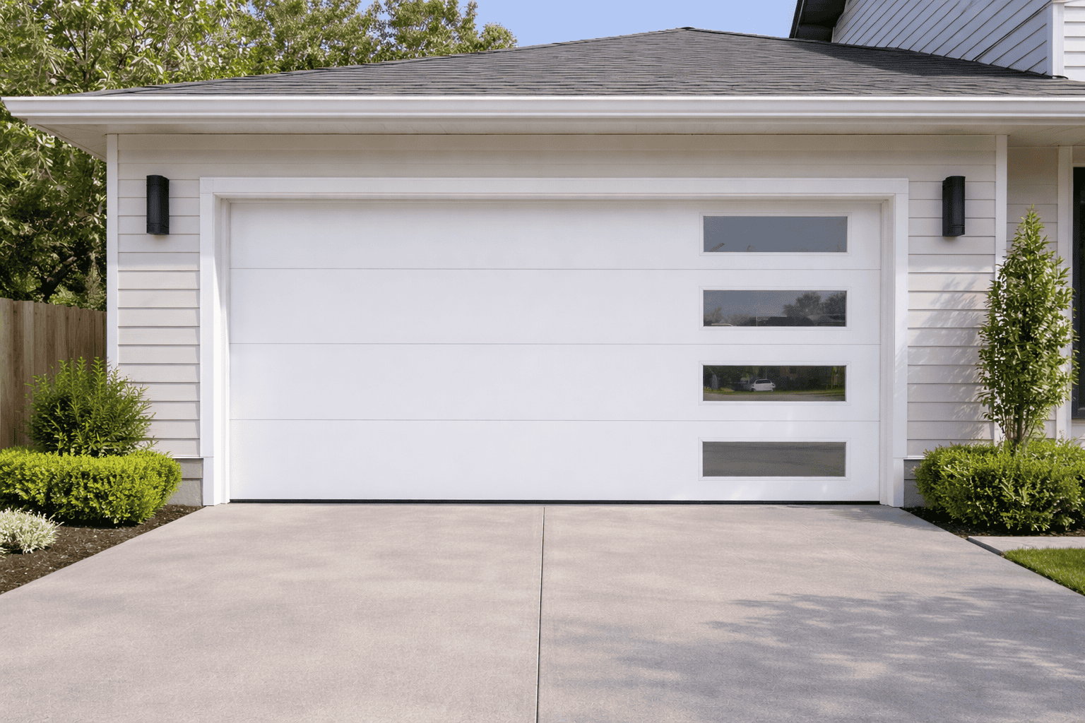 Flush Design - White - With Windows garage door repair san antonio